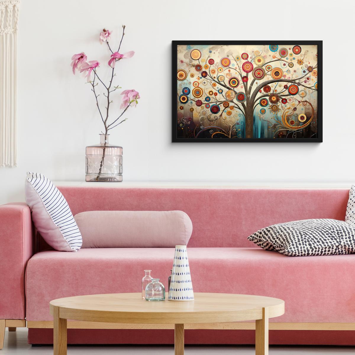 POSTER MIT RAHMENGERAHMTES BILD Baum - Baum des Lebens - Farbe 60x40 cm - Braun, Papier (60/40cm) - MuchoWow