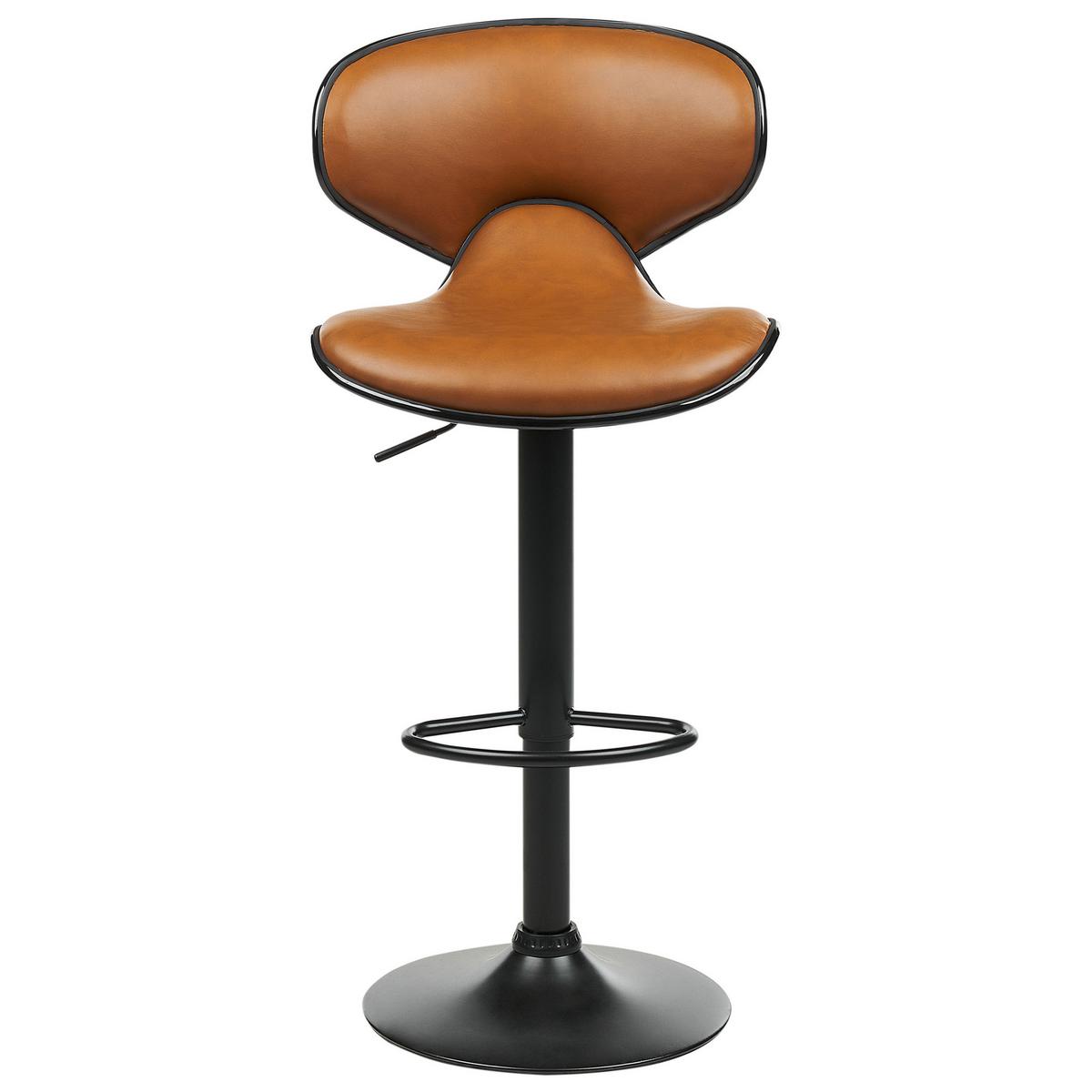 BARHOCKER 2er-Set Kunstleder goldbraun/schwarz höhenverstellbar Conway - Schwarz/Braun, Kunststoff (46/109/50cm) - Beliani