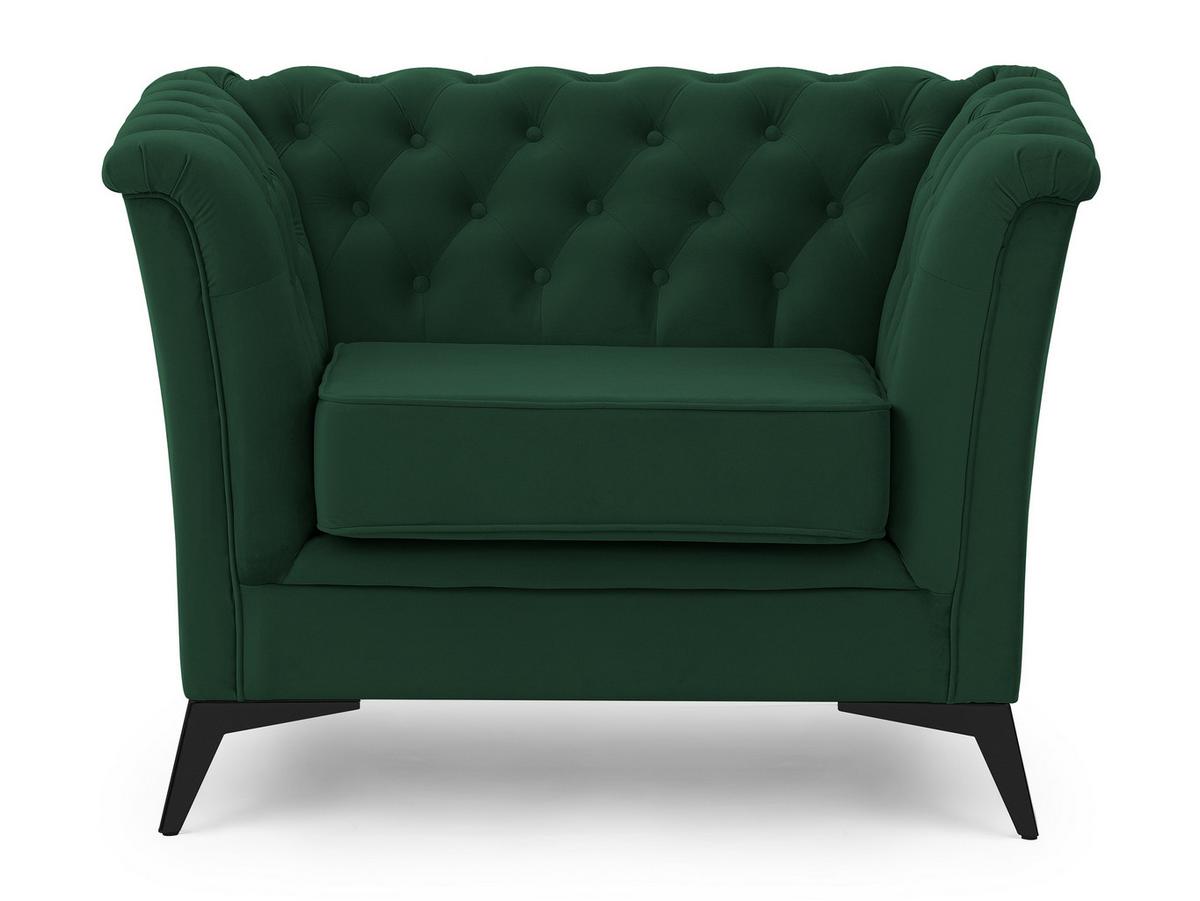 CHESTERFIELD-SESSEL Whitby Flaschengrün Samt mit schwarzen Füßen - Dunkelgrün/Schwarz, Holz/Textil (116/78/82cm) - S-Style Möbel