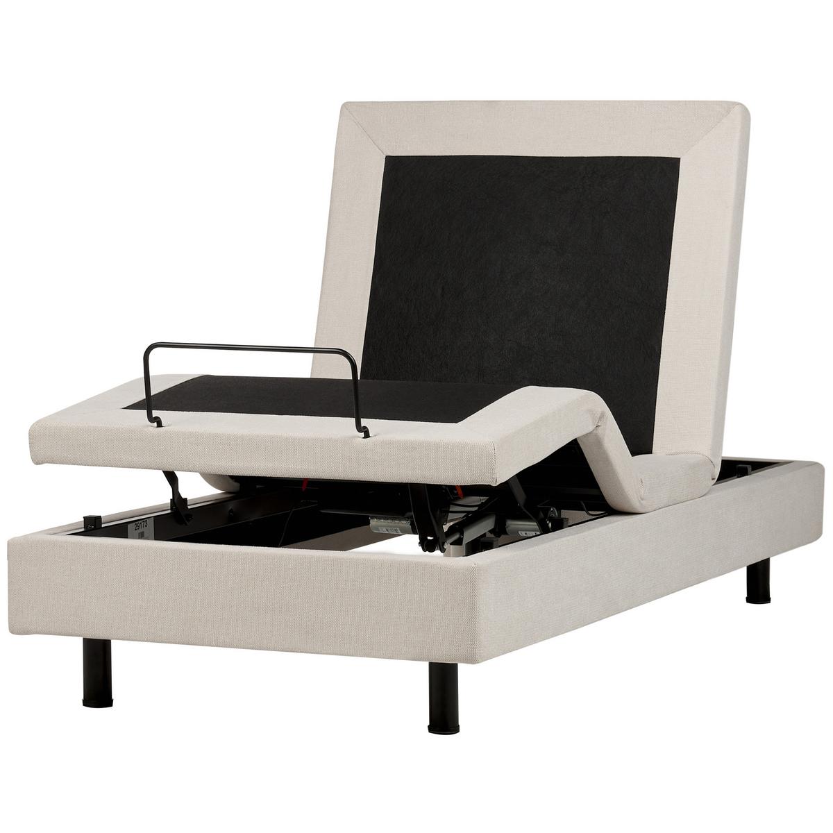 BETT verstellbar ohne Kopfteil Stoff 90/200 cm Hellbeige Castellan - Beige, Textil (90/200cm) - Beliani