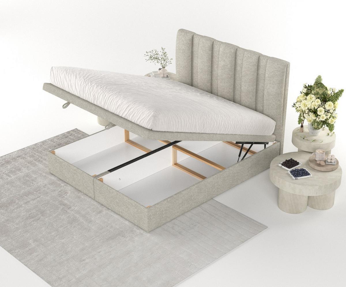 POLSTERBETT Orta mit Stauraum 160/200 cm Beige im Alta Stoff - Beige/Schwarz, Holz/Holzwerkstoff (160/200cm) - AltaBeds