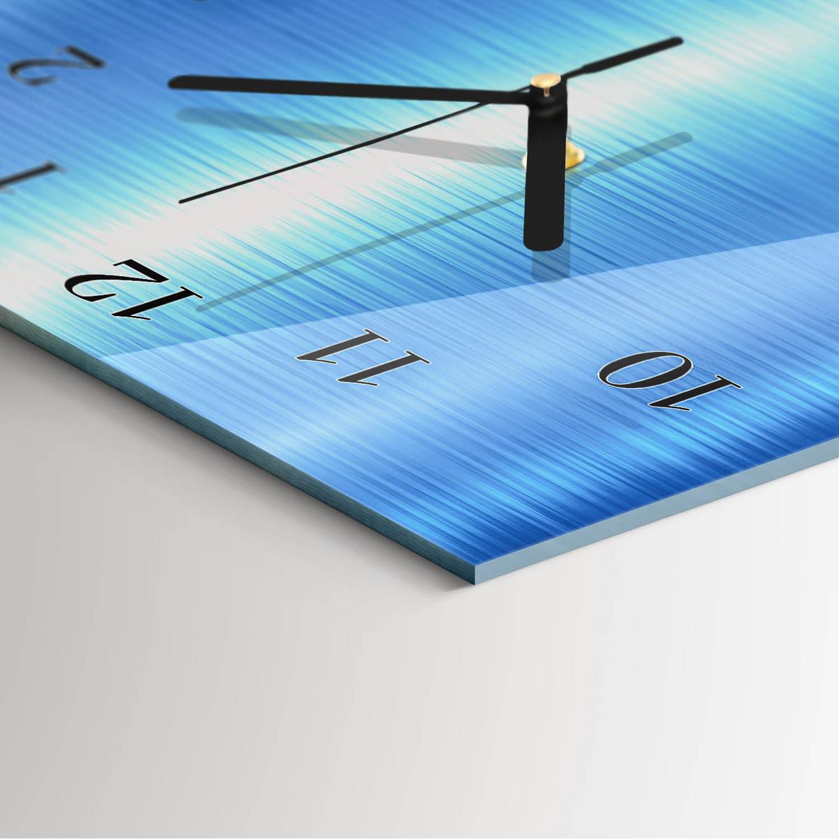 WANDUHR aus Glas 30x60 cm - Muster - Blau, Glas (30/60/0.4cm) - TULUP