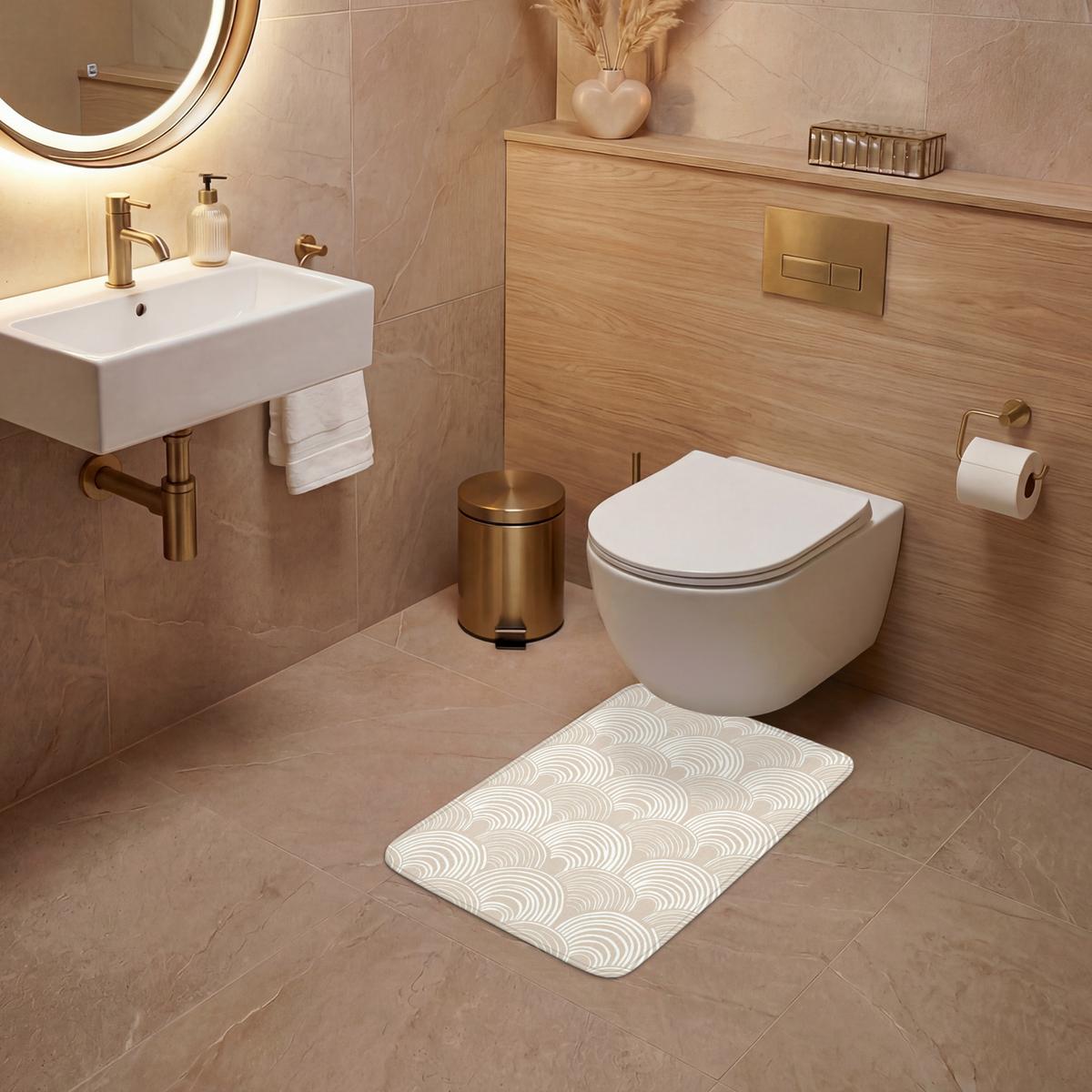 WC-VORLEGER Wellen - Textur - Beige WC Teppich 40x60 cm - Kaschmir, Textil (40/1cm) - OnlyWow
