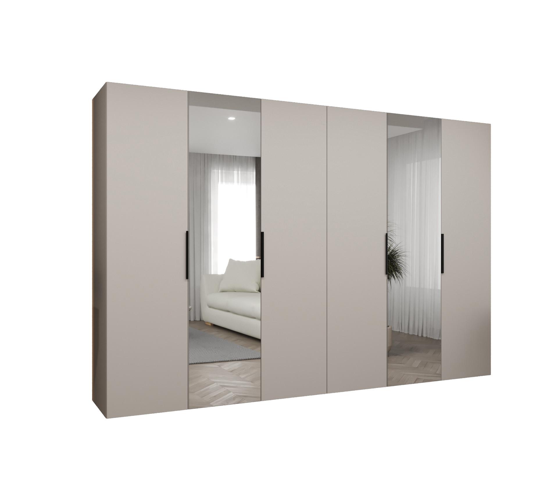 DREHTÜRENSCHRANK 202/300/52 6-türig - Kaschmir/Schwarz, Holz (300/202/52cm) - MÖBEL KRYSPOL