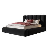 BETT 140x200 - Polsterbett mit Bettkasten und Metallrahmen - Modern Bett - Eleganter Amor-Velvet-Stoff - Kollektion Alva Maxi - Schwarz - Schwarz, Holz/Textil (140/200cm) - Alpi-Möbel