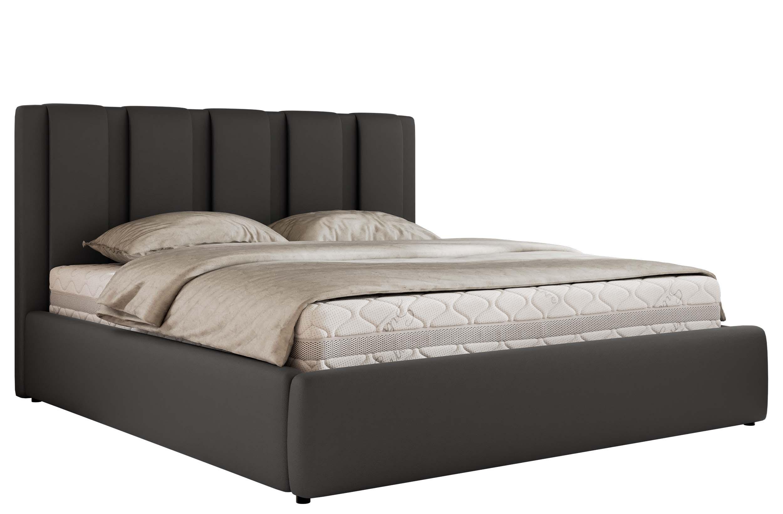 POLSTERBETT SAVINO CLASSIC 200/200 - Grau Kunstleder - Schaum-Matratze - Grau, Textil (200/200cm) - MKS