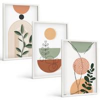 BILDER SET 3er Set - 40x60 cm Weißer Rahmen - Abstrakte Pflanzenformen - Weiß, Kunststoff (40/60cm) - TULUP