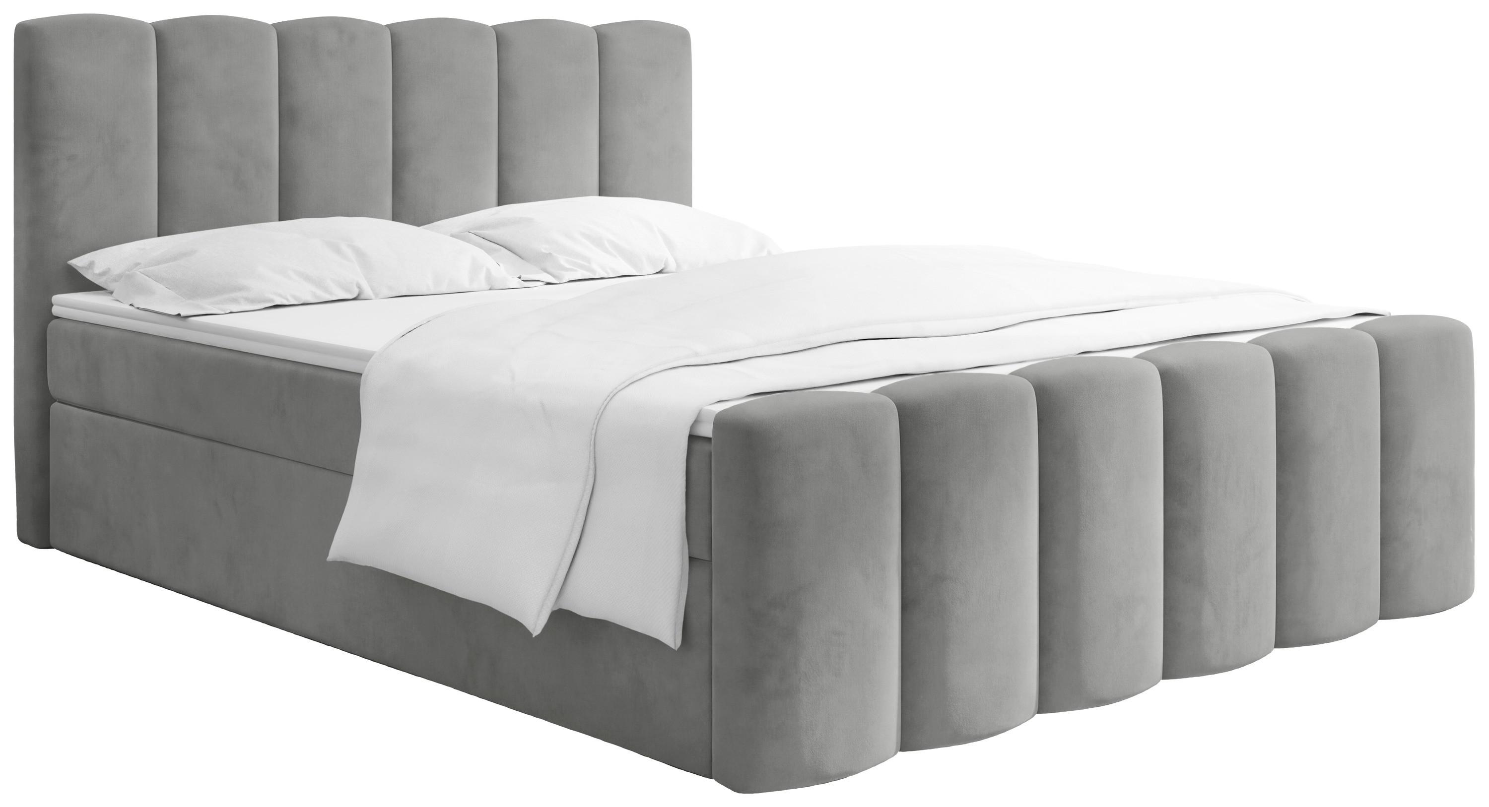 BOXBETT Serenity mit Bettkasten, Samt Grau 160x200 cm – inkl. H4 Taschenfederkern Matratze & Foam Topper - Schwarz/Grau, Holz/Holzwerkstoff (160/200cm) - WFL GROUP