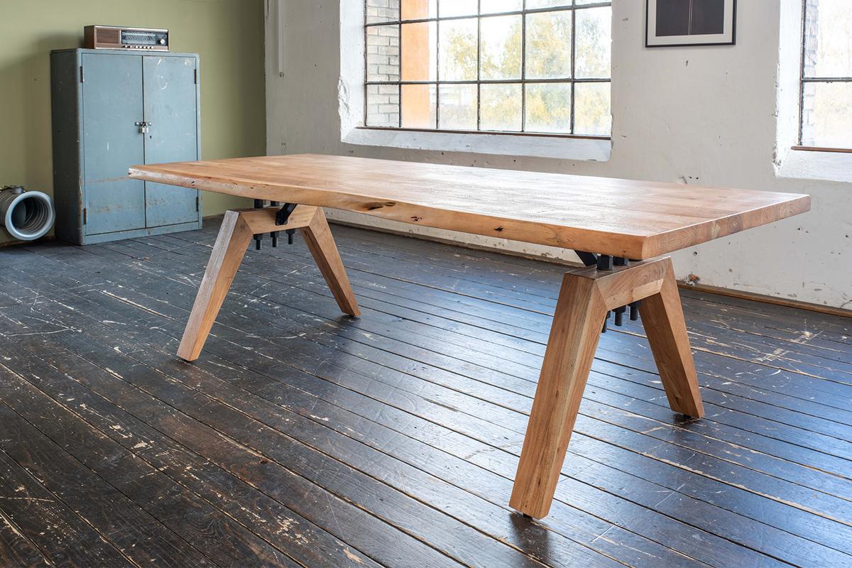 ESSTISCH MIT BAUMKANTE WOODY Braun Akazie - Schwarz/Braun, Akazienholz/Holz (100/240/78cm) - KAWOLA