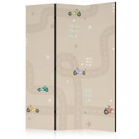 PARAVENT Beidseitig Bedruckter 3-tlg 135x172 cm Retro-Autos f r Kinder - Beige, Holz/Textil (135/172/3cm) - Muralo