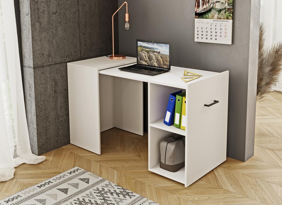 SCHREIBTISCH INTELLO 131,5x60x75 cm Bürotisch Computertisch, Weiß - Weiß, Holzwerkstoff (60/131.5/75cm) - MASSENO