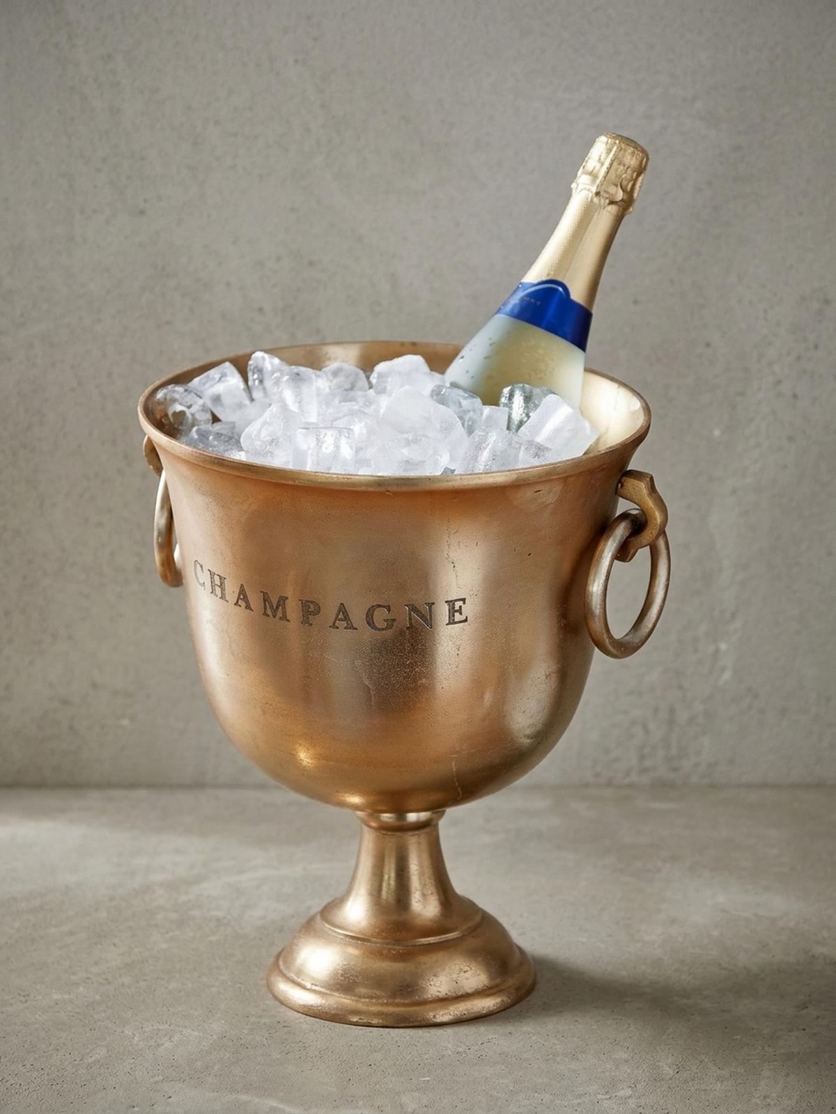 CHAMPAGNERKÜHLER Aluminium Modern 2 Flaschen Ringgriffe ALBEGNA, Gold 29x29x38 cm - Goldfarben, Metall (18/38cm) - KADIMA DESIGN