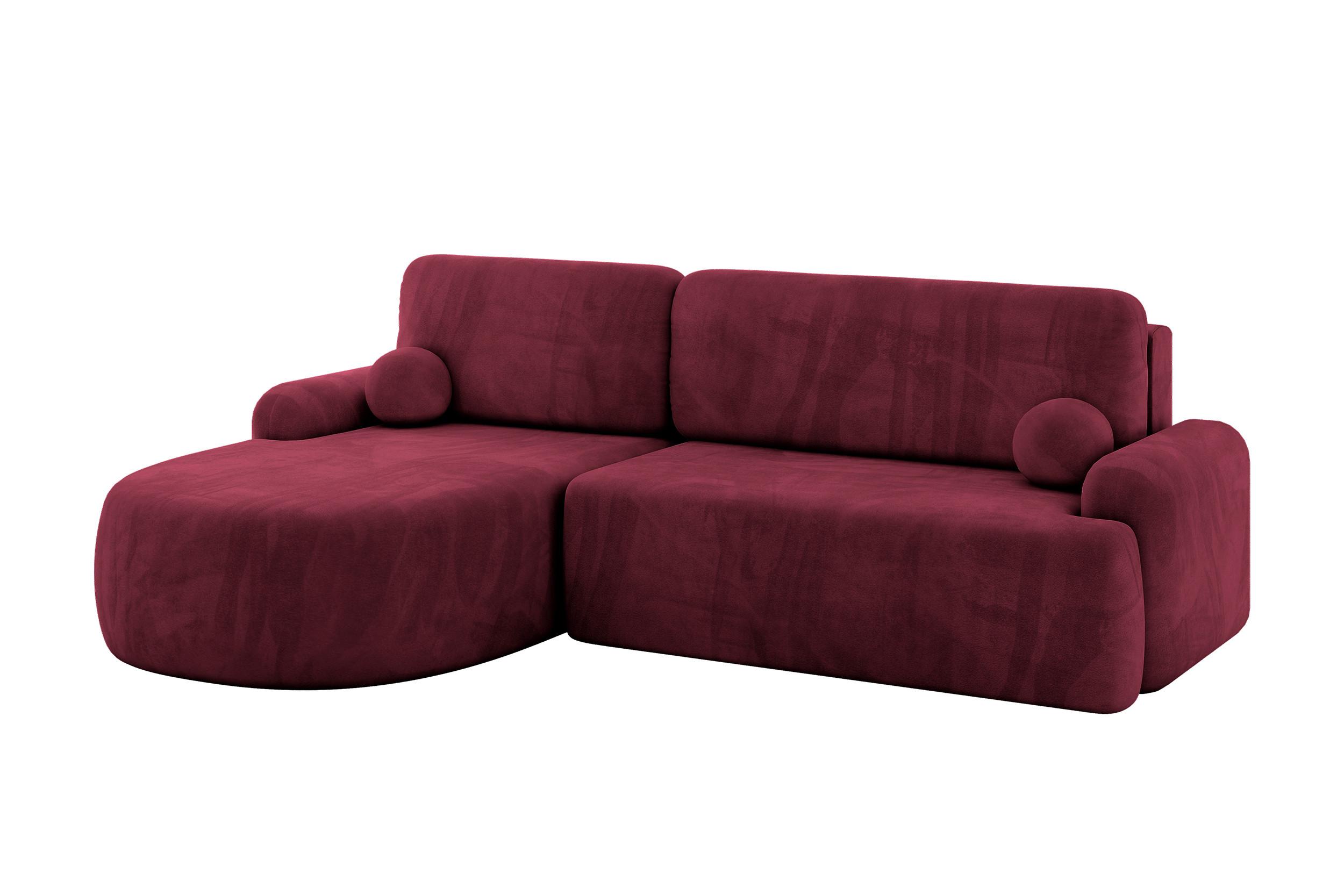 ECKSOFA mit Schlaffunktion und Bettkasten LIRA-L - 264x172x89 Bordeauxrot - Bordeaux, Holzwerkstoff/Textil (264/172cm) - ALTDECOR