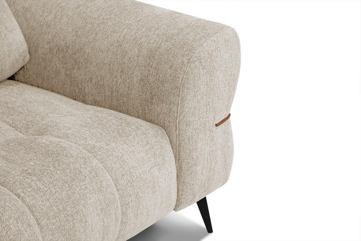 SOFA SALVINI 3-Sitzer, ecru - Ecru/Schwarz, Holzwerkstoff/Textil (176/88/99cm) - Wozimo
