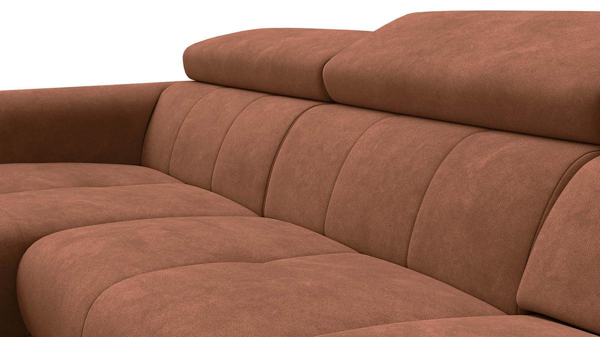 ECKSOFA RODEN 4-Sitzer mit Relax, braun, Veloursstoff - Braun, Holz/Textil (268/92cm) - Wozimo