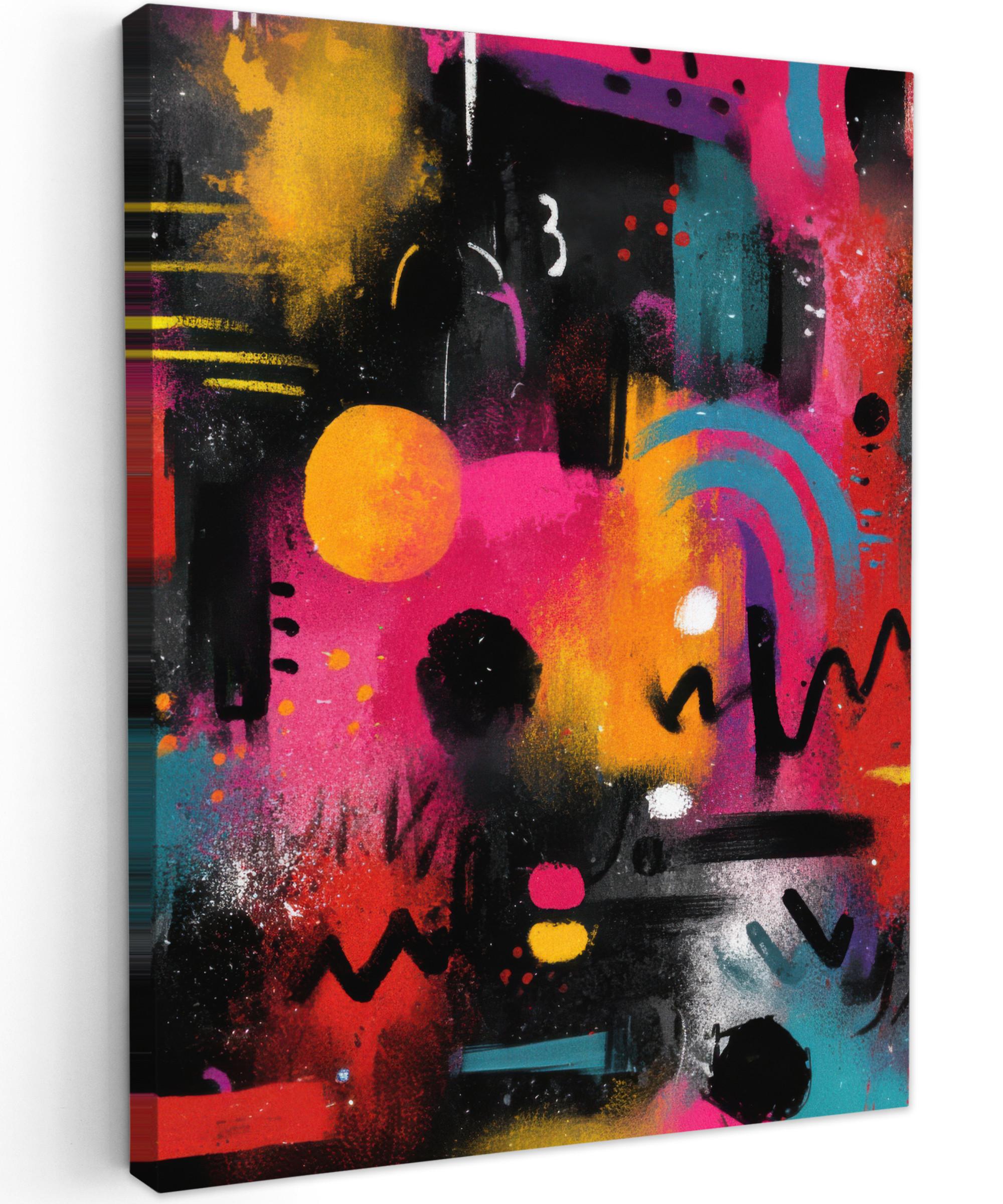 LEINWANDBILD Farbflächen - Formen - Bunt - Abstrakt Wandbild Wohnzimmer 60x80 cm - Pink, Textil (60/80cm) - MuchoWow