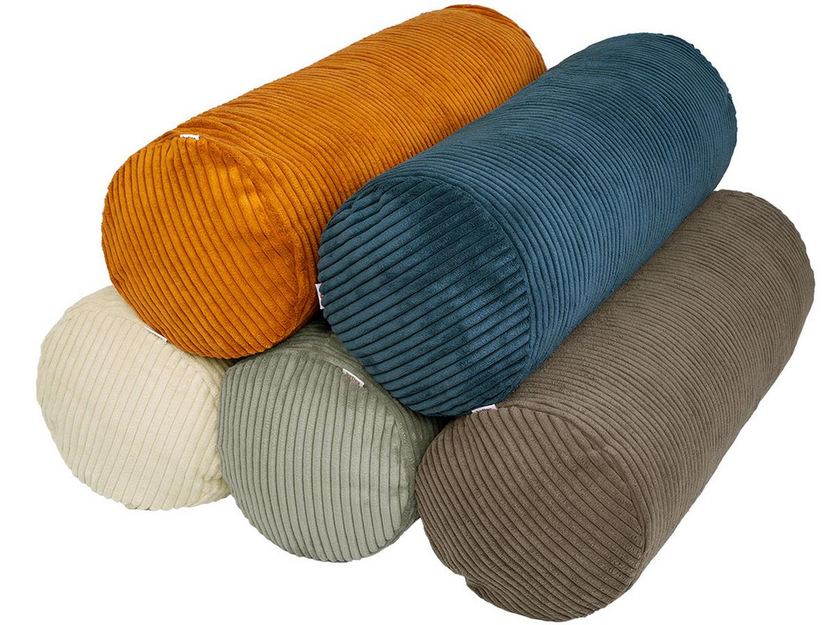 XL-NACKENROLLENHÜLLE HYggelig No.2 Block Cord-Samt umbra-braun 70/25 cm - Braun, Textil (25/70cm) - beties Heimtextil