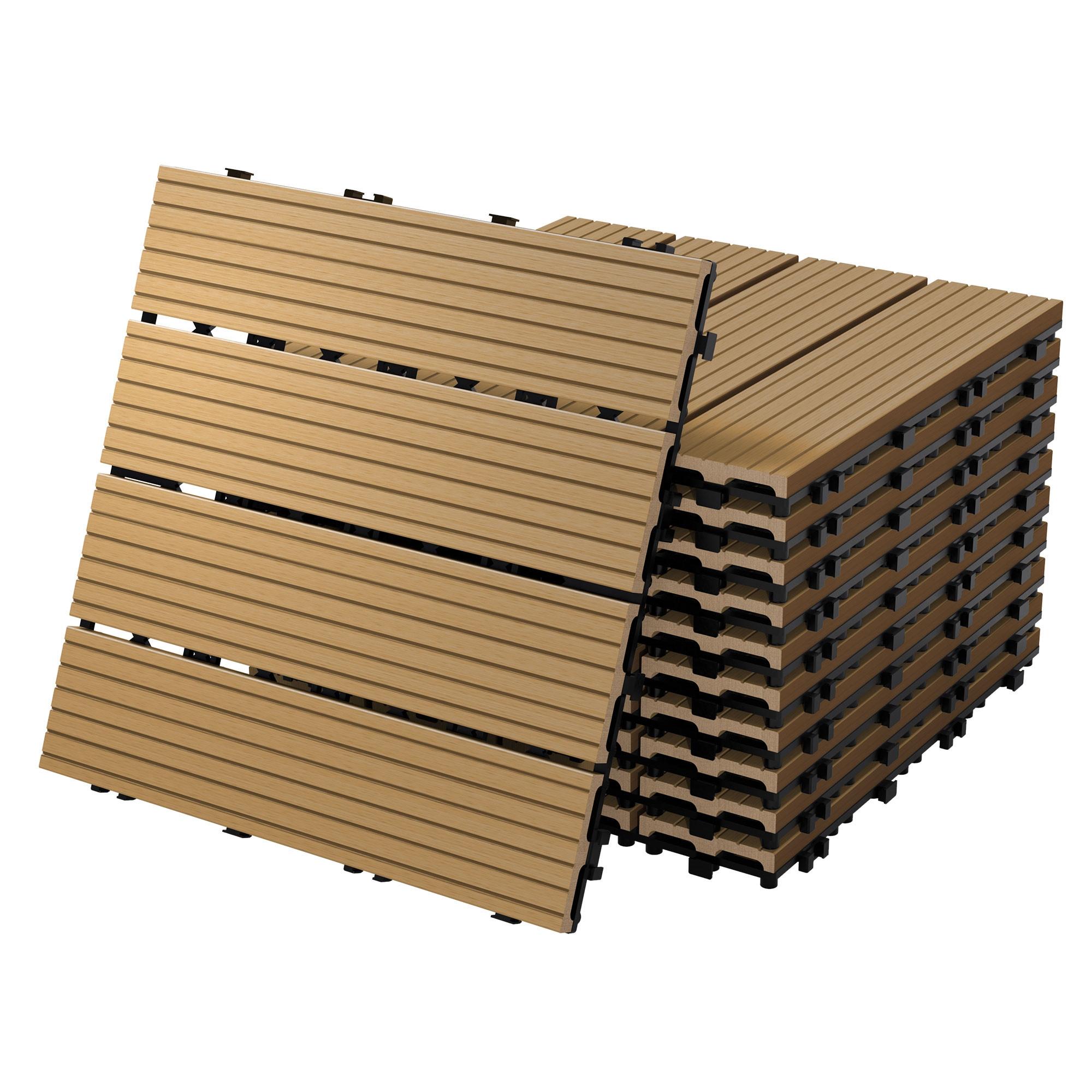 TERRASSENFLIESE Teak 44 Stück - Teakfarben, Holzwerkstoff (30/30/2cm) - ECD-Germany