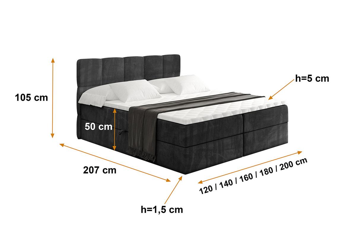 BOXBETT mit Matratze H4 und Lattenrost - LIRO - 200x200 - Schwarz Casablanca - Schwarz, Holzwerkstoff/Kunststoff (200/200cm) - ALTDECOR