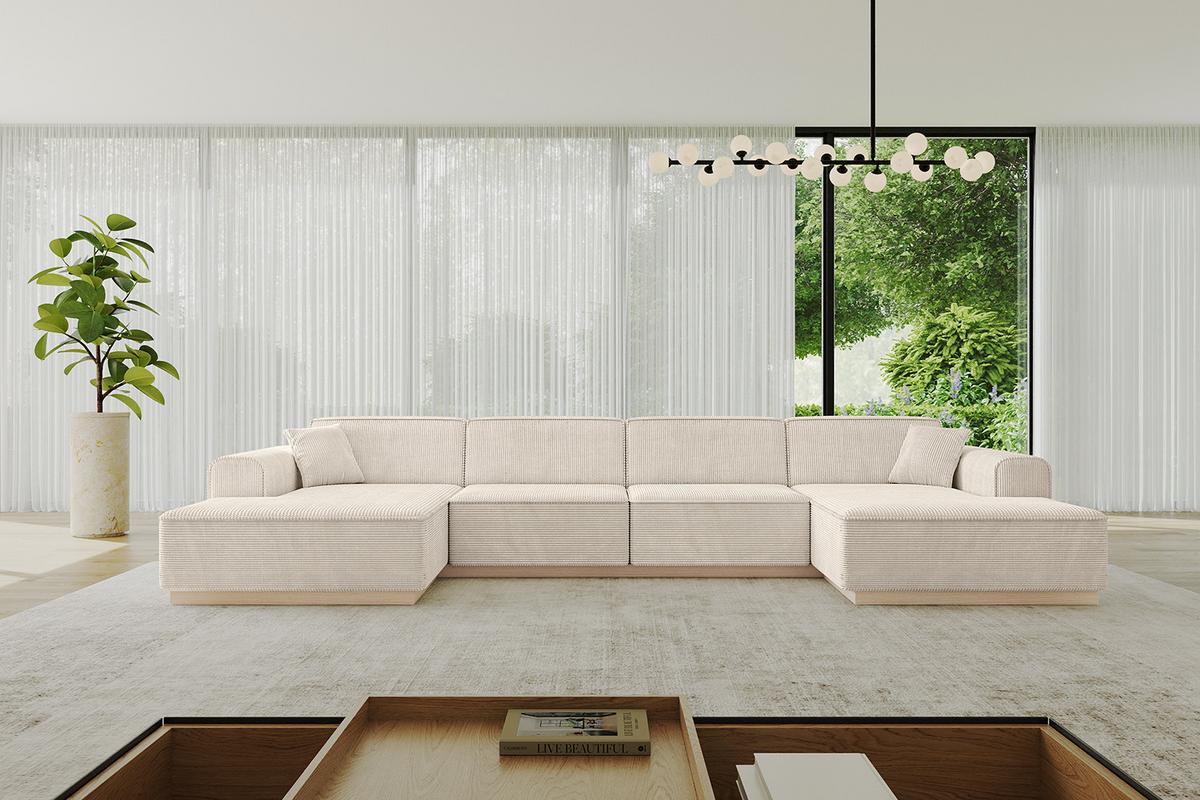 WOHNLANDSCHAFT IREA-U2 - 386x165x80 cm Beige - Beige, Holzwerkstoff/Textil (386/80/165cm) - ALTDECOR