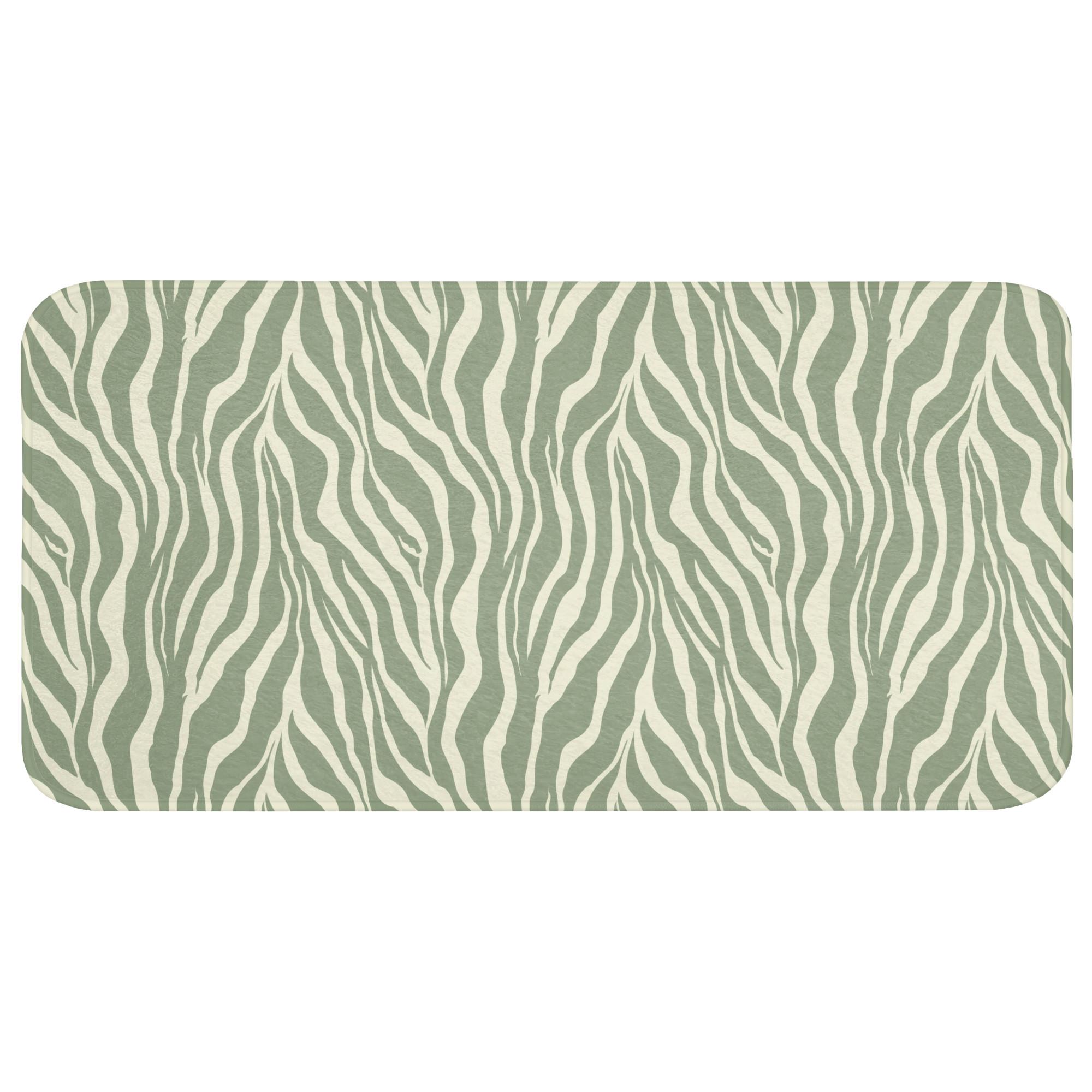 BADEMATTE Zebra - Motiv - Grün Badezimmerteppich 120x60 cm - Salbeigrün, Textil (120/60cm) - OnlyWow