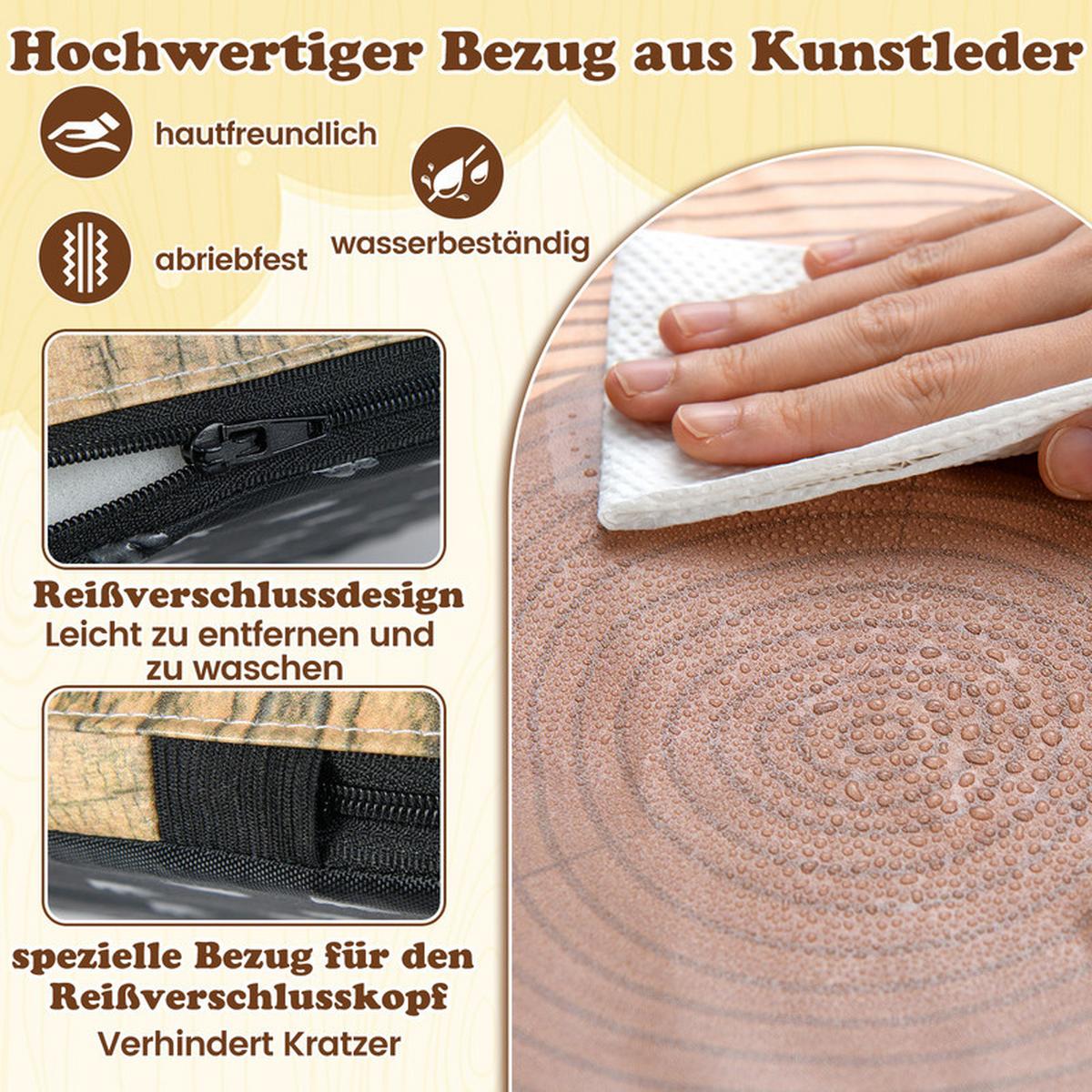 KINDERSITZGRUPPE aus Holz mit Muster grün(3-tlg) - Grün, Leder (38/25/38cm) - COSTWAY