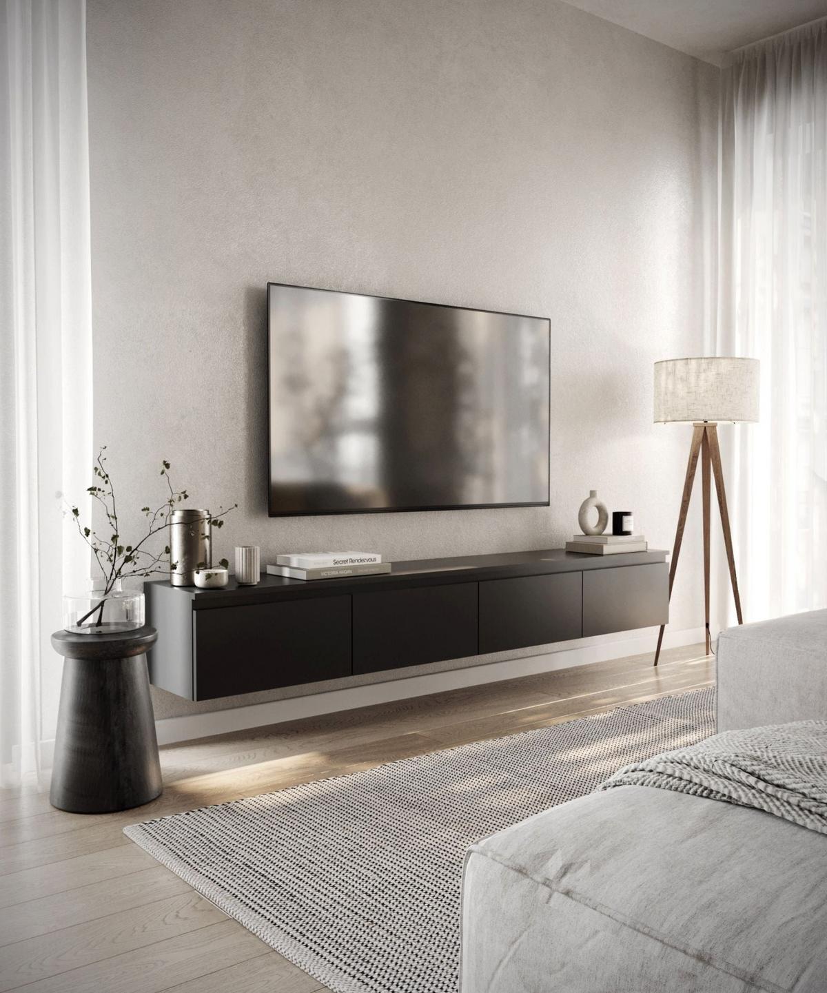 TV-LOWBOARD Bemmi Schwarz 200 cm - Schwarz, Holzwerkstoff (200/28.4/31.8cm) - Selsey