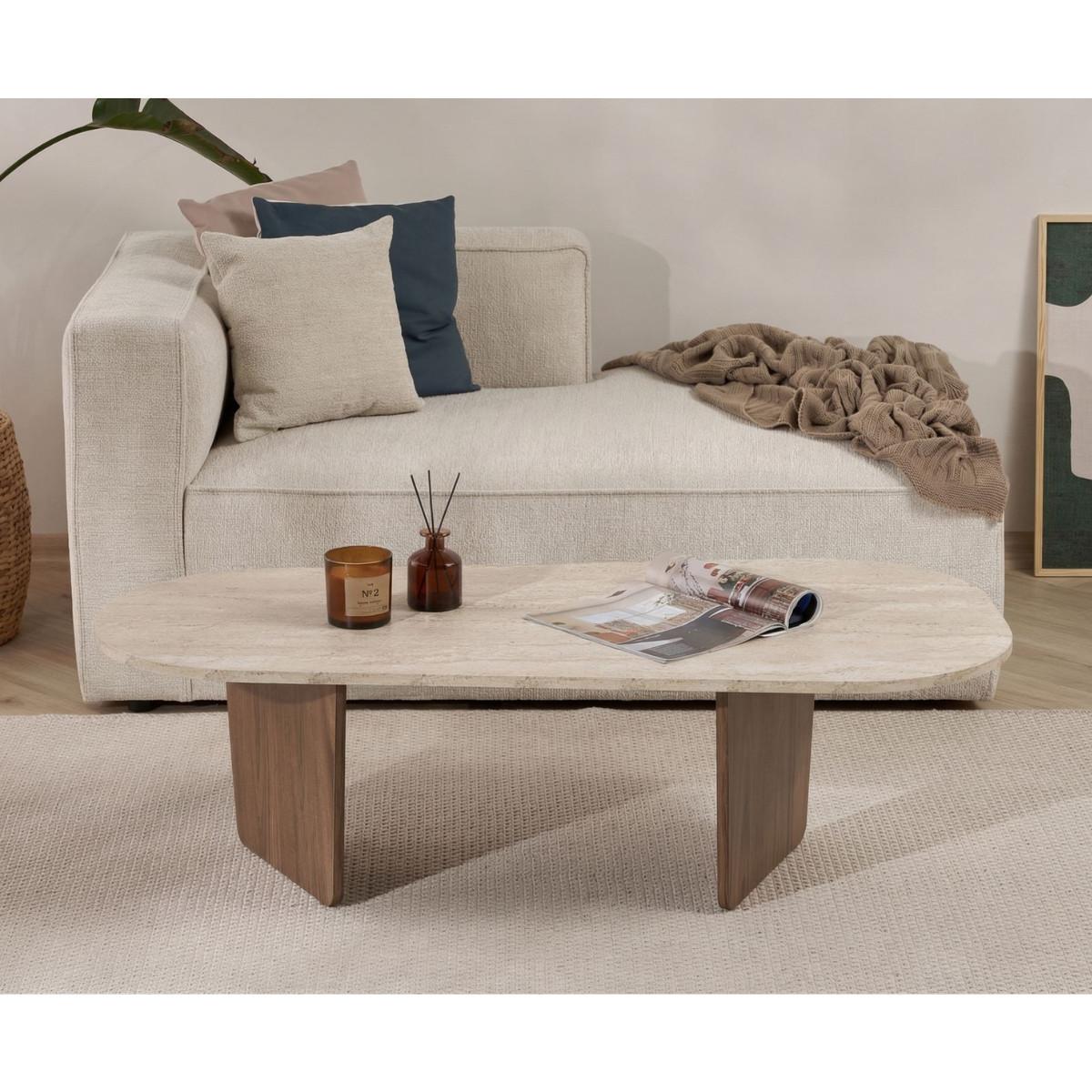 COUCHTISCH mit abgerundeter Tischplatte L130 cm 65/130/40 cm - Eichefarben, Holzwerkstoff (70/65/40cm) - Calicosy