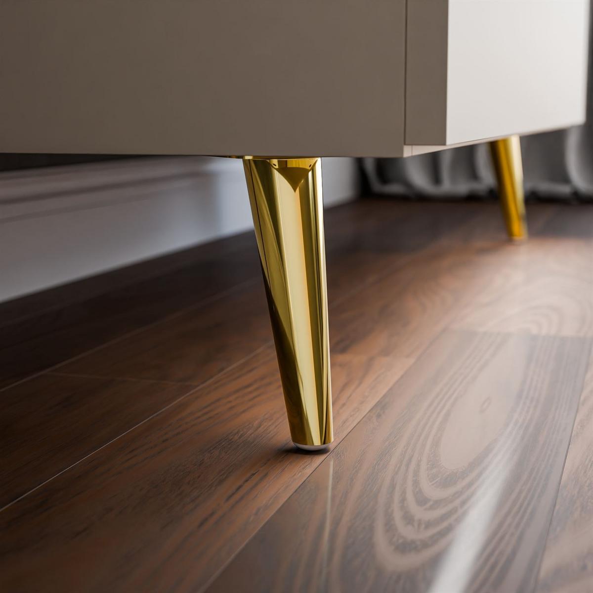 KOMMODE LINA KASCHMIR 95 LED auf hohen Beinen Gold Chrom - Kaschmir, Holzwerkstoff (95/90/40cm) - Lookway