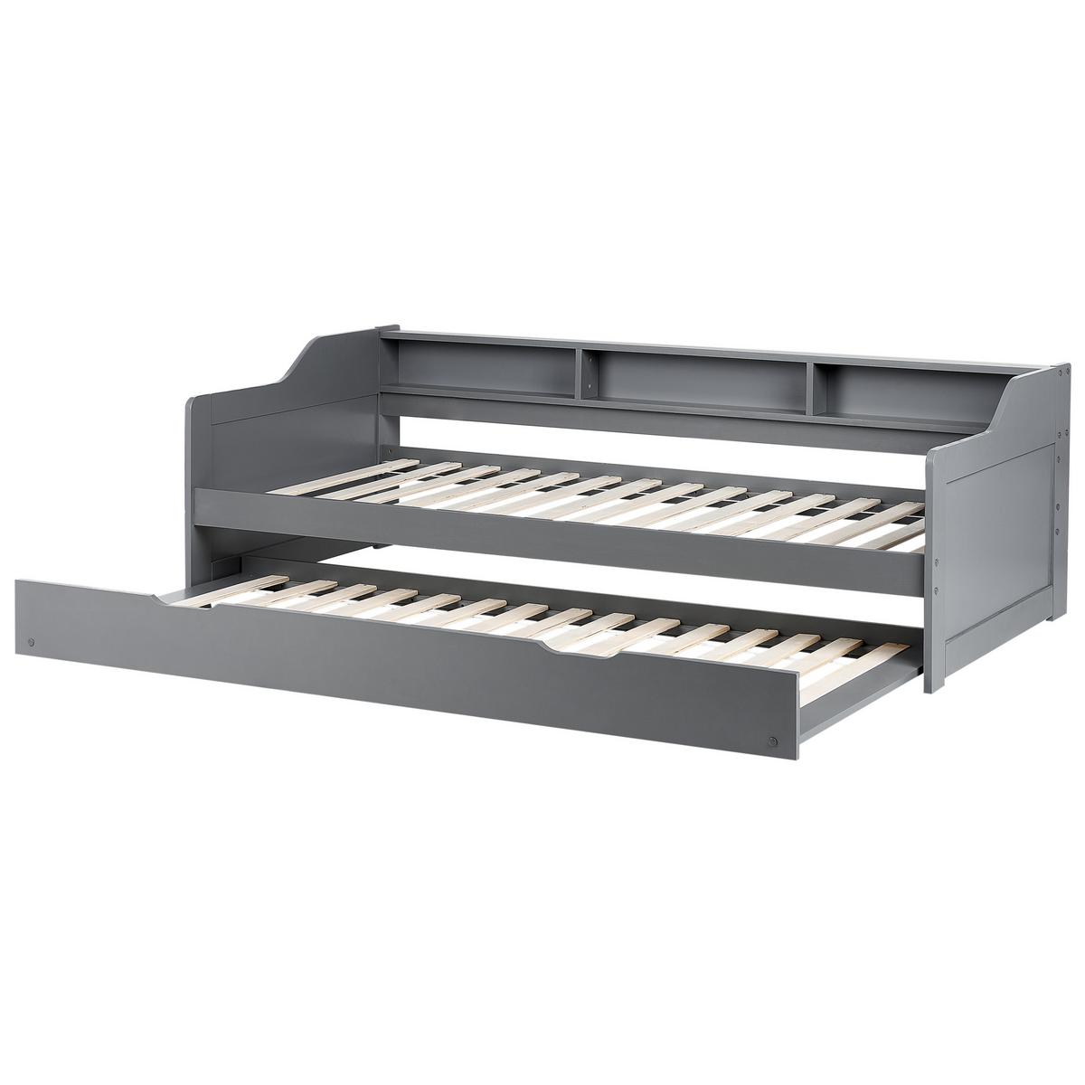 AUSZIEHBETT 90x200 cm Grau Edern - Grau, Holz (90/200cm) - Beliani