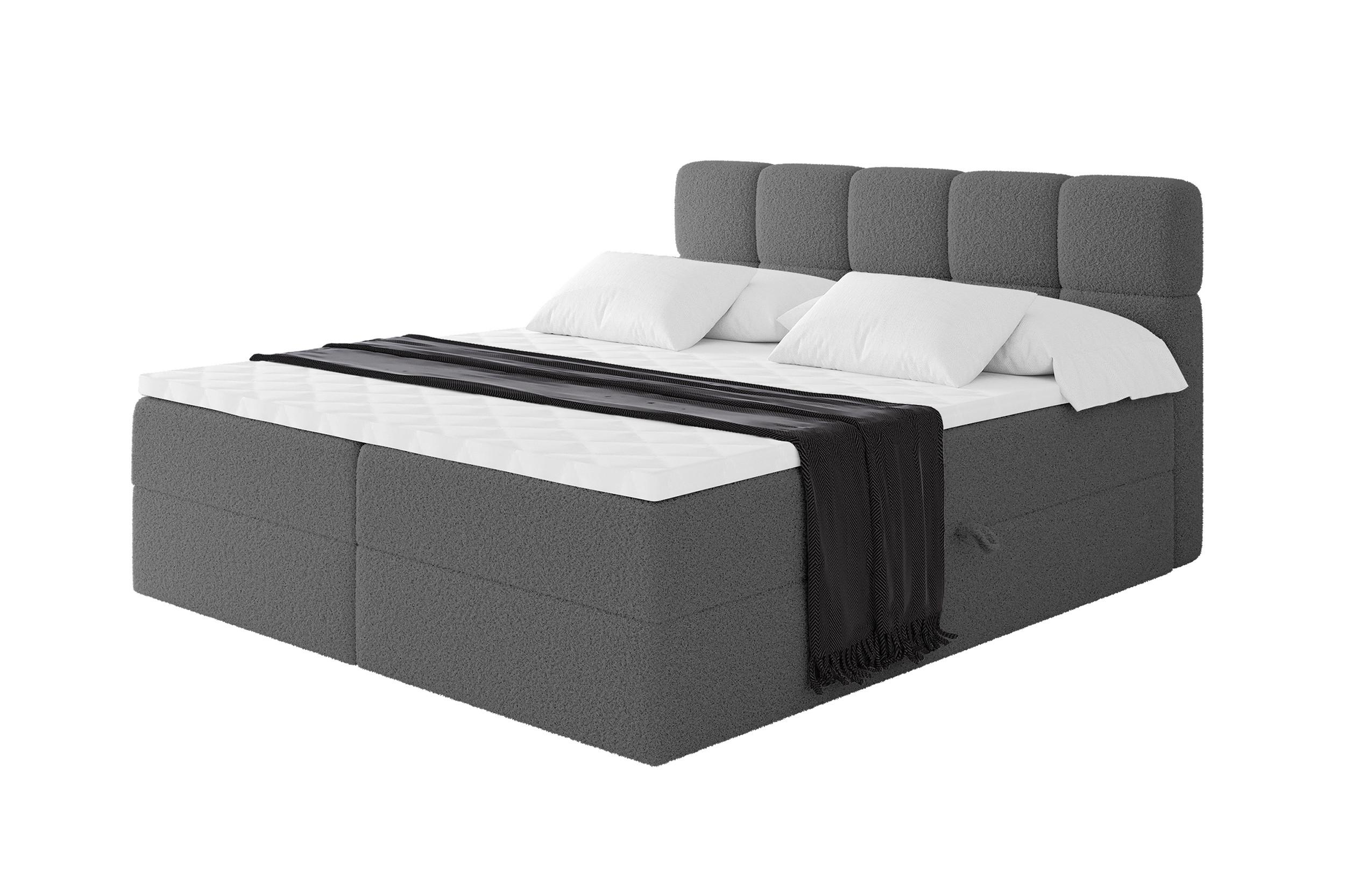 BOXBETT mit Matratze H3 - FAMA - 160x200 cm Grau Quelle - Schieferfarben, Holzwerkstoff (160/200cm) - ALTDECOR