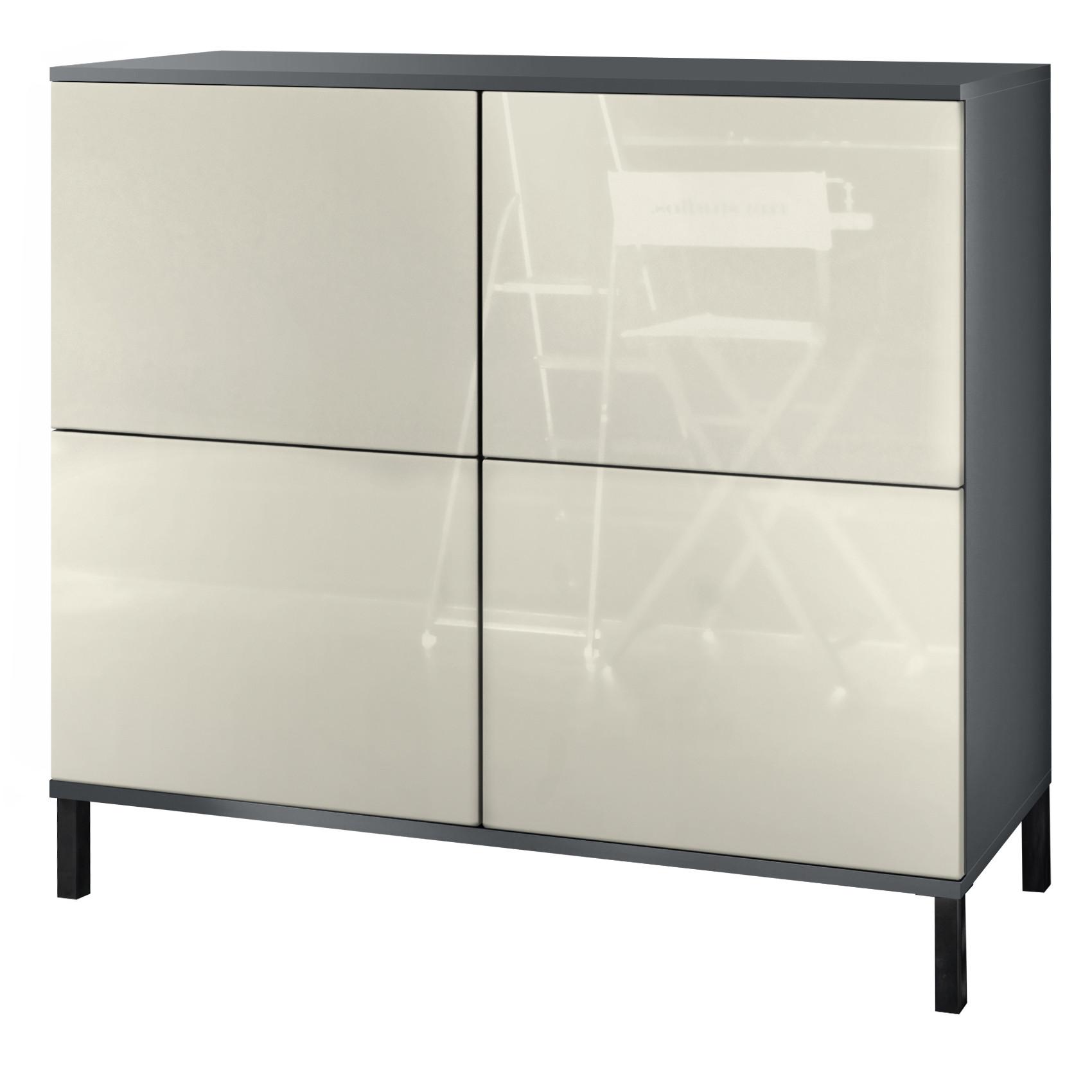 KOMMODE Rova Creme Hochglanz - Creme, Holzwerkstoff (92.5/83.5/35cm) - Vladon