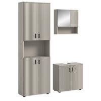 BADMÖBEL-SET Kaschmir 3-teilig 135 cm, Badkombination in modernem Design - Kaschmir/Schwarz, Glas/Holzwerkstoff (135/192/30cm) - Inn.Furn