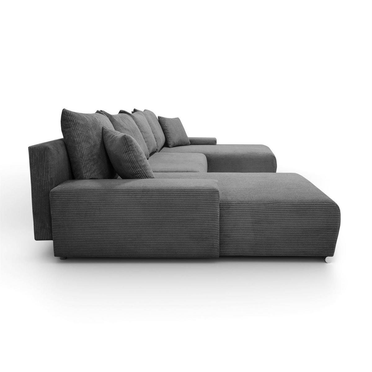 WOHNLANDSCHAFT LAVIO U mit Schlaffunktion und Bettkasten - Grau, Textil (348/93/188cm) - Lookway