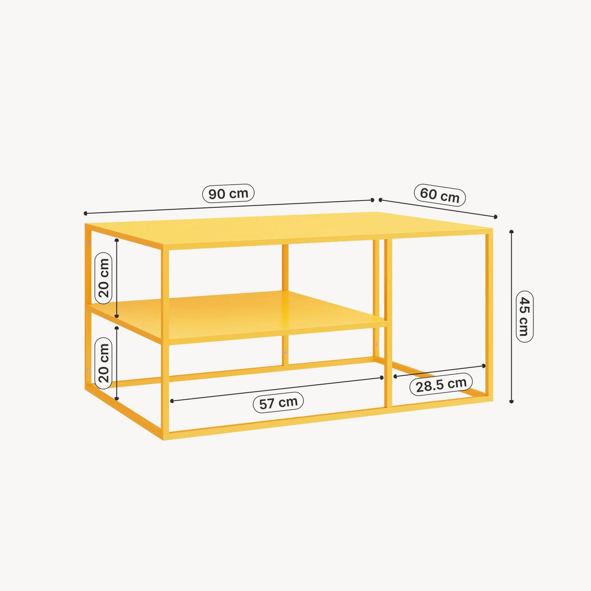 COUCHTISCH Solund 45/90/60 cm - Gelb, Metall (60/90/45cm) - [en.casa]