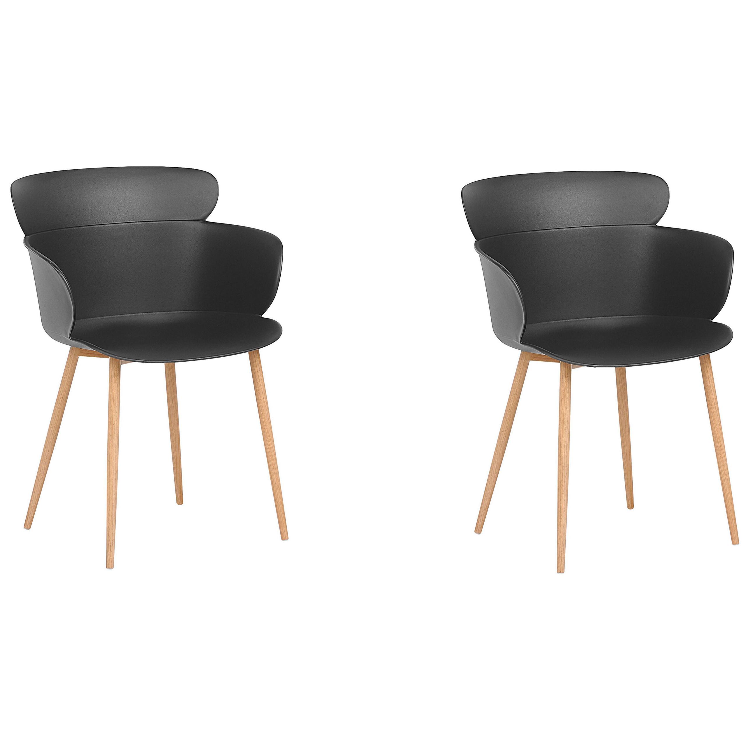 ESSZIMMERSTUHL 2er-Set Kunststoff Schwarz Sumkley - Schwarz, Kunststoff/Metall (61/82/54cm) - Beliani