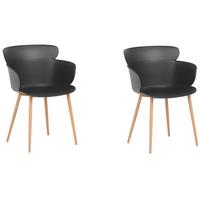 ESSZIMMERSTUHL 2er-Set Kunststoff Schwarz Sumkley - Schwarz, Kunststoff/Metall (61/82/54cm) - Beliani