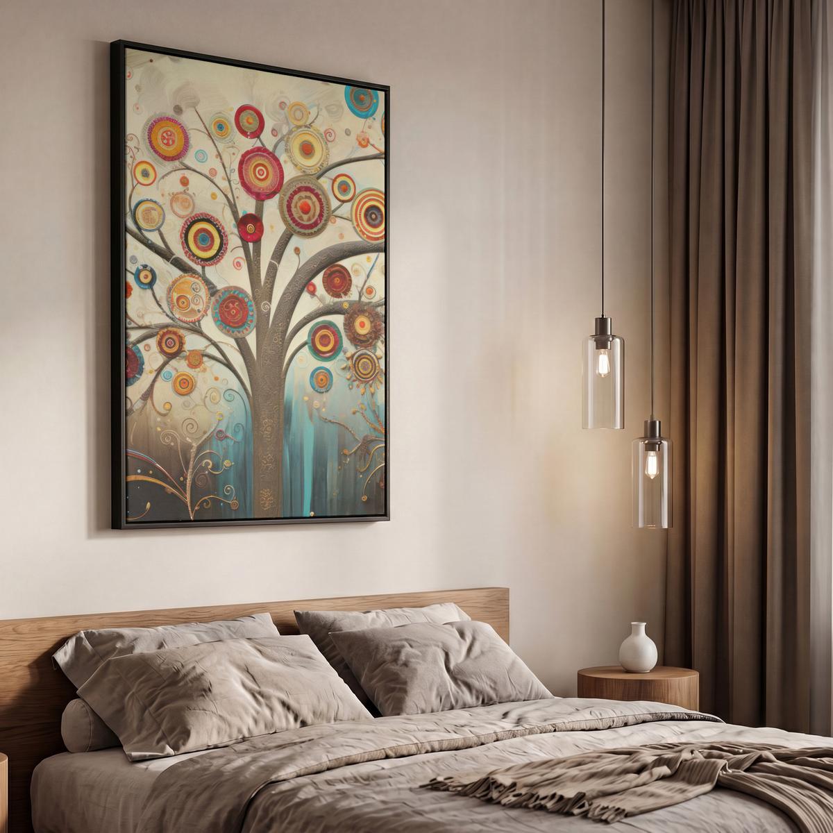 LEINWAND Bilder mit Rahmen - Baum - Baum des Lebens - Farbe - 60x90 - Braun, Textil (60/90cm) - MuchoWow
