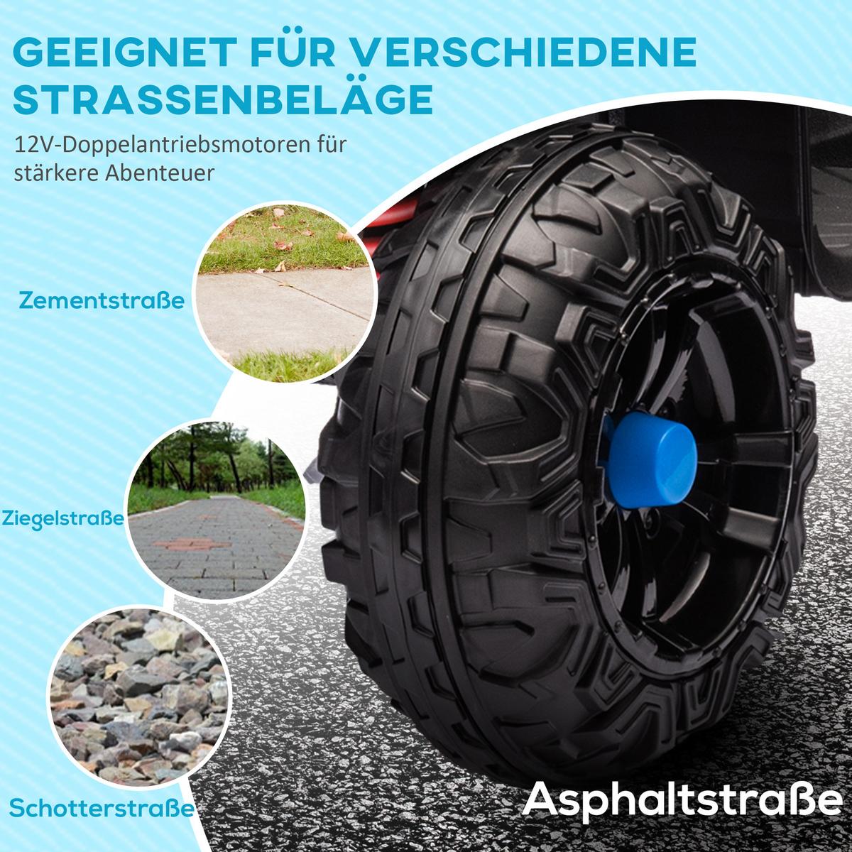 ELEKTRO Quad für Kinder 12V Kinderquad mit 4-Rad-Federung, MP3-Musikplayer - Blau, Metall (85/55.5/62cm) - AIYAPLAY