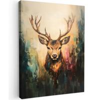 LEINWANDBILD Hirsch - Gemalt - Geweih - Braun Room Decor 30x40 cm - Haselnussfarben, Textil (30/40cm) - MuchoWow