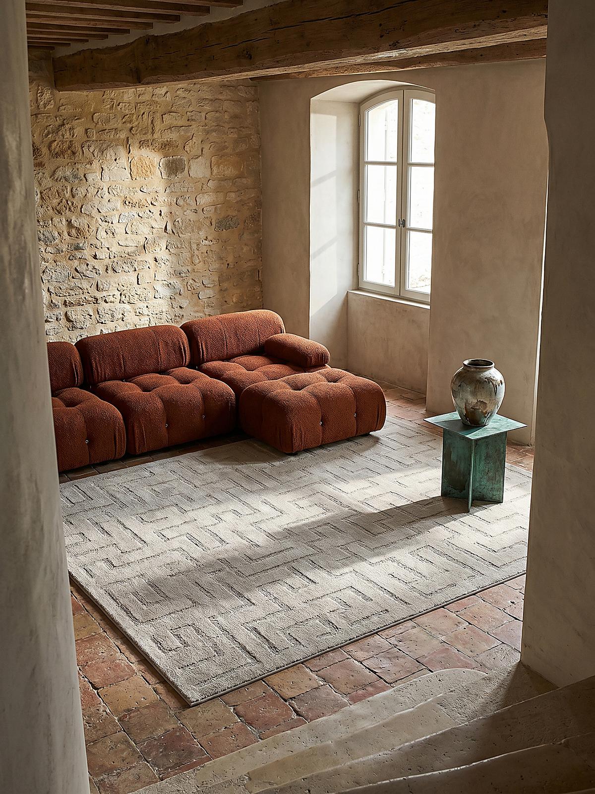 KURZFLORTEPPICH Geometrisch MUOTA Polypropylen Beige 120 x 160 cm - Beige, Textil (120/160cm) - KADIMA DESIGN