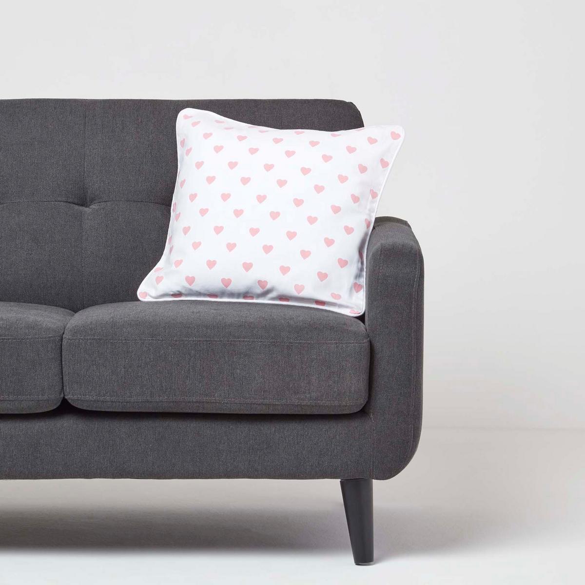 KISSENHÜLLE Herzen 45/45 cm, 100% Baumwolle - Rosa, Textil (45/45cm) - Homescapes