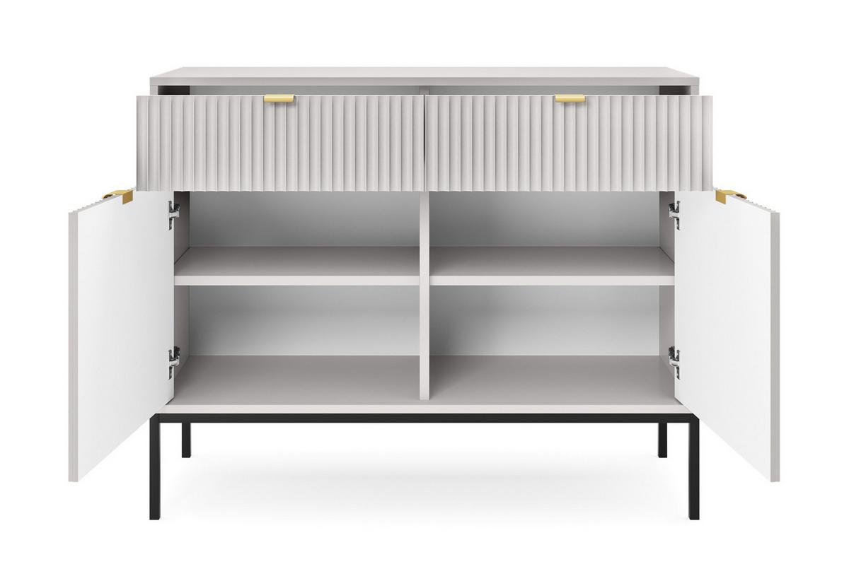 SIDEBOARD Eternas 2T 2S Grau 104/83/39 cm – schwarze Füße, mit geriffelten Fronten - Schwarz/Grau, Holzwerkstoff (104/83/39cm) - AX Living