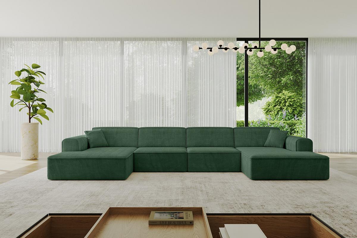 WOHNLANDSCHAFT IREA-U2-v3 - 386x165x77 cm Grün - Currygelb, Holzwerkstoff/Textil (386/77/165cm) - ALTDECOR
