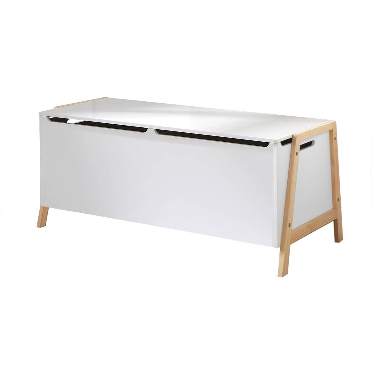 AUFBEWAHRUNGSTRUHE mit 2 Fächern für Kinder 99/40/43 cm - Weiß, Holzwerkstoff (40/43/48cm) - Calicosy