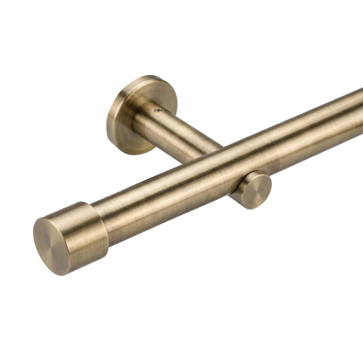 GARDINENSTANGE auf Maß 1-lauf Wandmontage Kappe 240cm - Messingfarben, Metall (240cm) - Deco-Raum