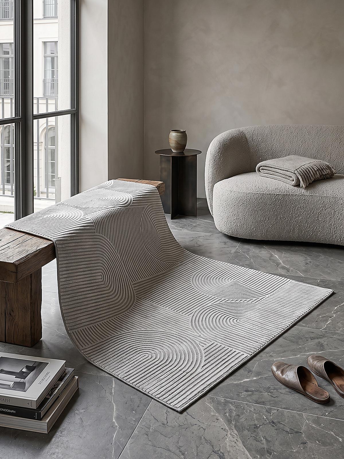 TEPPICH Kurzflor ERESMA Geometrisch Polyester Grau 140 x 200 cm - Grau, Textil (140/200cm) - KADIMA DESIGN