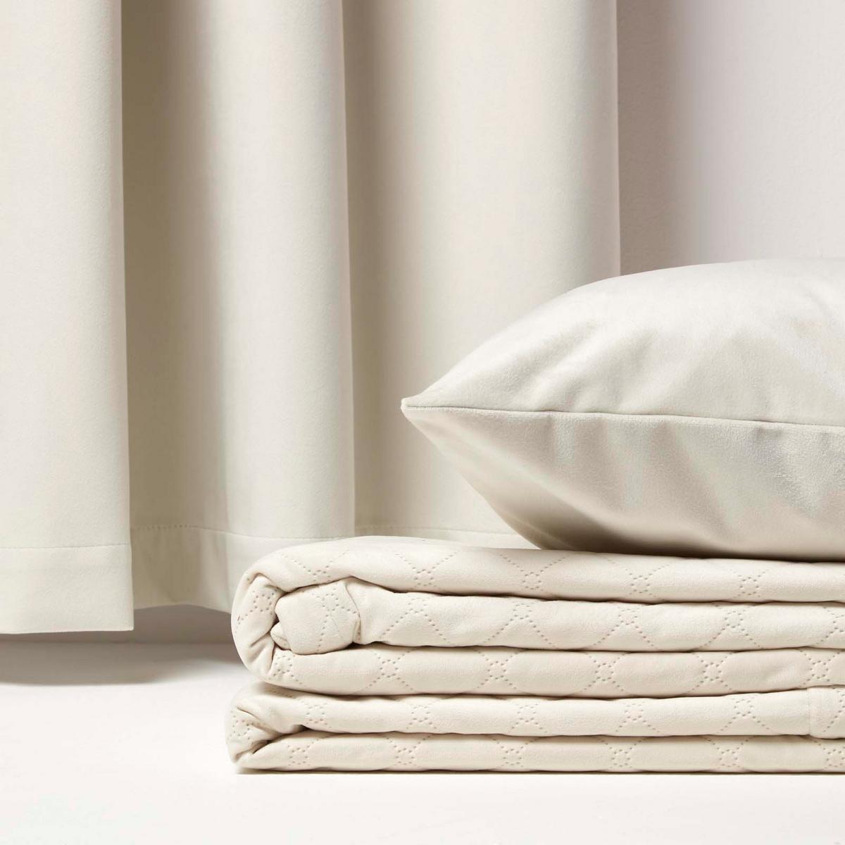 SAMT-WOHNDECKE 150/200 cm, gesteppt - Creme, Textil (150/200cm) - Homescapes