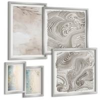BILDER SET 5er Set - 50x50 cm & 20x30 cm & 40x60 cm Silberner Rahmen - Zarte Aquarellkartons - Silberfarben, Kunststoff (40/60cm) - TULUP
