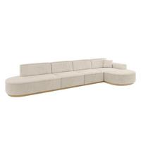 ECKSOFA Ottomane Rechts MARI-L3-v2 - 413x171x83 cm Beige Cord - Beige, Holzwerkstoff/Textil (171/413cm) - ALTDECOR
